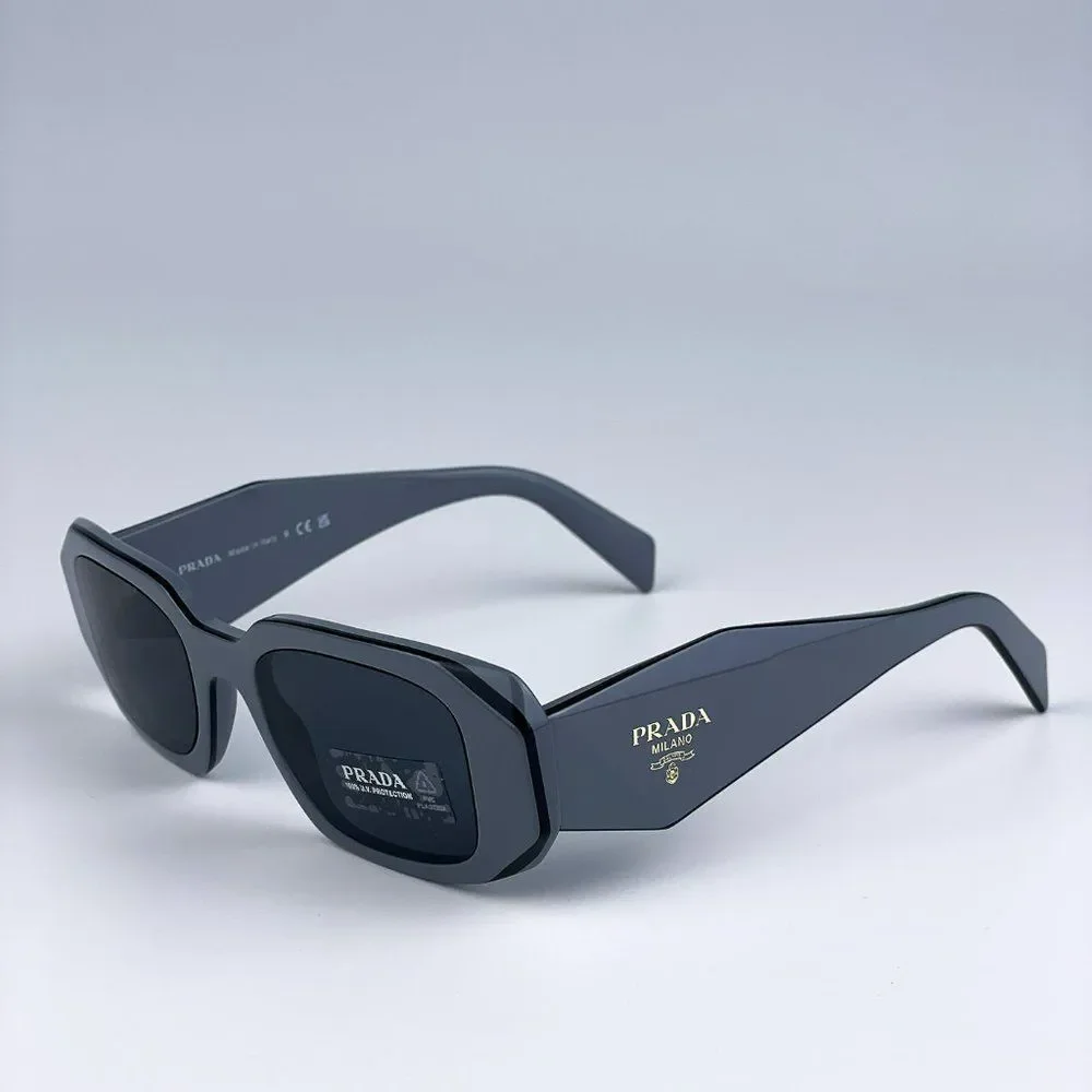 Prada PR17WS 11N09T Sunglasses Marble Gray Graphite Black Rectangle Unisex - Picture 8 of 14